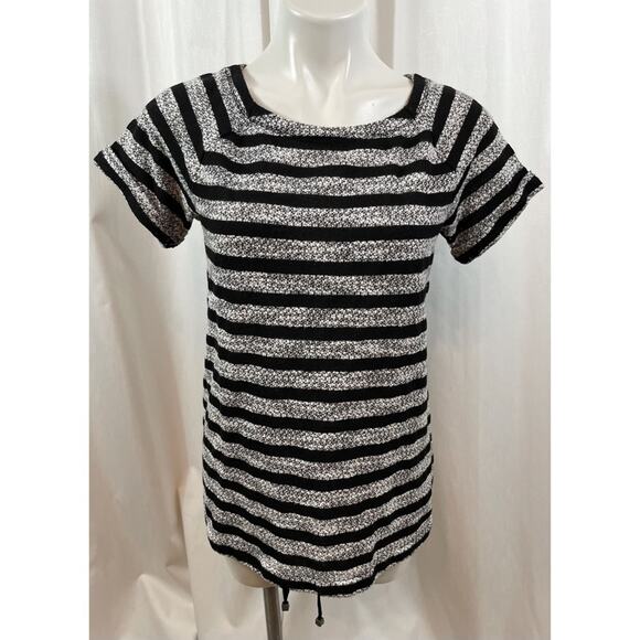 50% OFF Lou & Grey Top Knit Gray Black Crew Draw String - Picture 1 of 7